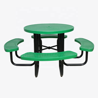 Table et chaise en métal extérieur public commercial en acier perforé table de pique-nique banc restaurant école extérieur ferme