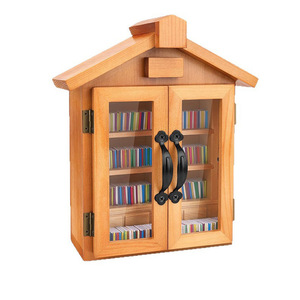 Mini bibliothèque en bois, maison à double porte, ornement de bureau en bois massif, décoration de maison et de bureau, cadeau - Product Image 5