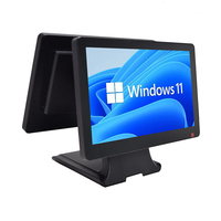 Moniteur à double écran tactile LCD résistif capacitif LED de 15.6 pouces avec affichage client pour systèmes de point de vente