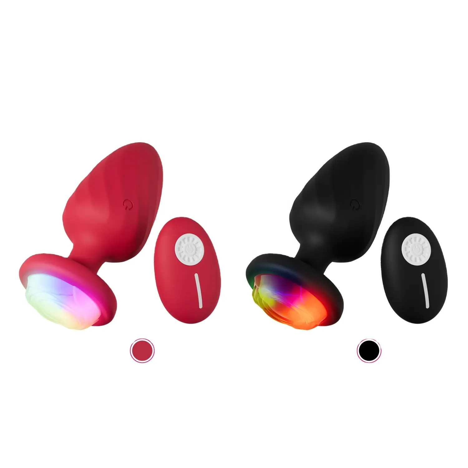Colorido Vibrating Butt Plug Anal Plug Sex Toys para Homem Mulheres com 7 Vibrating LED Anal Butt Plug Rose Sex Toys