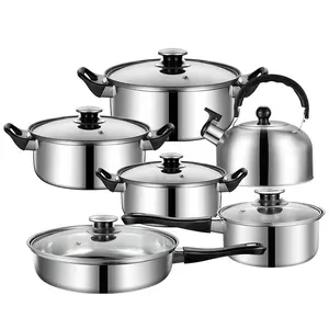 12pcs potes para cozinhar conjunto alça removível panela de aço inoxidável conjunto panelas antiaderente