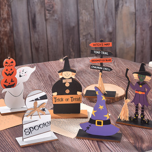 Decoraciones de madera para Halloween, adorno de bruja y fantasma, accesorios para fiestas en interiores, MSC036 - Product Image 2