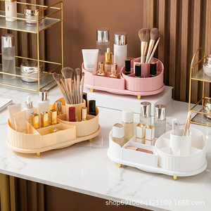 Cosmetic <b>Storage</b> Box <b>With</b> Divided Compartments For Makeup Brushes Lipsticks Skincare Products On <b>Dressing</b> <b>Table</b> - Product Image 4