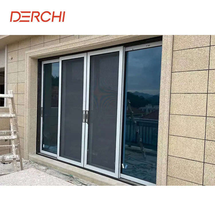 Balcony insulated high quality lowes aluminum sliding glass patio door with screen