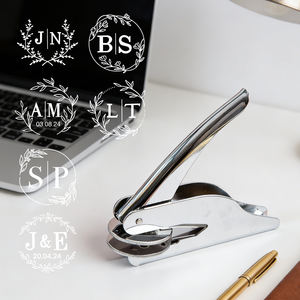 定制设计塑料压花印章系列银色便携式压花钳，适用于婚礼/派对请柬DIY，无需墨水 - Product Image 3