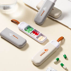 <b>Pill</b> <b>Box</b> Mini Portable <b>Pill</b> Dispenser 3 Grids Gray Off White ABS Material For <b>Daily</b> Use Travel Storage Case - Product Image 2