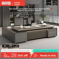 Ensemble bureau et chaise de direction LBZ-148X, design minimaliste moderne haut de gamme en forme de L avec rangement sous le bureau