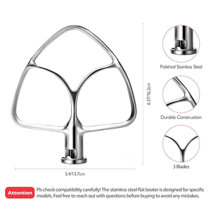 Accesorios Personalizados para Batidoras, Batidor Plano de Acero Inoxidable para Batidoras <span class=keywords><strong>KitchenAid</strong></span> de 4.5-5 Qt con Cabezal Inclinable - Product Image 2