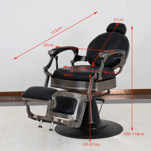 Muebles de Salón de Belleza Negros de Lujo, Silla de Barbería Profesional Hidráulica, Sillas de Barbería Retro para Hombres - Product Image 2