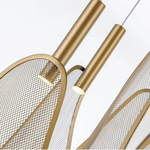 Bắc Âu hậu hiện đại bàn ăn mặt dây chuyền ánh sáng sắt lưới kết hợp hình quạt cho nhà hàng sang trọng cafe phòng trang trí - Product Image 4