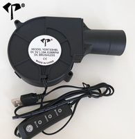 Ventilateur souffleur d'air 9733 5V 1.10A 3100RPM USB, ventilateur de refroidissement à turbine réglable 3 vitesses pour poêle à huile usagée, barbecue, gril, poêle à bois