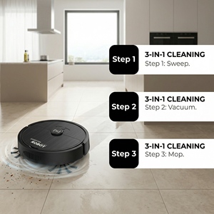 Aspirateur robot intelligent conçu pour un usage domestique avec système 3 en 1 de balayage, aspiration et lavage - Product Image 4