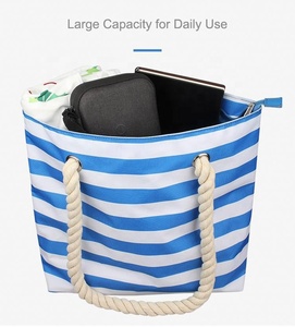 กระเป๋าสะพายไหล่ชายหาดแฟชั่นแบบ1.5L กระเป๋าผ้าแคนวาสไวน์ช่องเก็บเครื่องดื่มเก็บความเย็น - Product Image 3