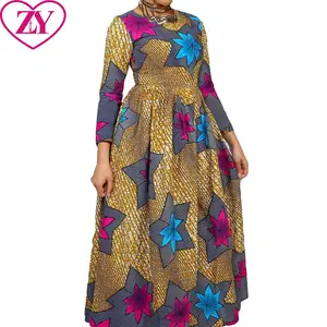Africa Lady Cotton Long Sleeve Custom Design Maxi Traditional Clothes for African Party