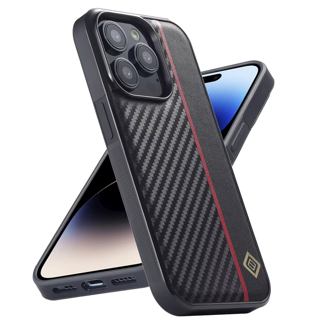 Business 3-in-1 Carbon Fiber Leather Phone Case for iPhone 17 16 15 14 Pro Max 13 12 Mini 11 XS XR-TPU Shockproof Back Cover