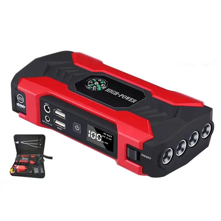 Portable Charger Starting Device Emergency tool multi-function battery portable 12v car jump starter with LCD screen