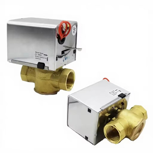 Vanne à boisseau sphérique motorisée à 2 voies en laiton, vanne de zone AC220V/AC24V avec levier de commande manuel - Product Image 1