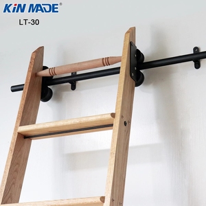 8-9ft DIY trượt thang phần cứng thư viện thang theo dõi DIY sồi thang với trượt màu đen theo dõi và bánh xe phía dưới - Product Image 4