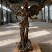 Statues d'anges décoratives d'extérieur en bronze, 1,8-2 mètres de haut, modernes, Feng Shui, religieuses, avec guirlandes féminines, moulées, nouveau design tendance