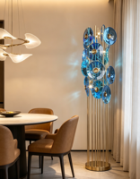 Lampe de sol d'angle moderne en verre de forme ovale, design artisanal, pour hôtel, décoration de la maison