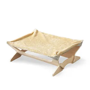 Cat Hammock Pet Cots für Kleintiere Abnehmbarer Holzrahmen Square Hanging Cat Sofa Schlaf bett