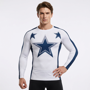Freandy Sports – Rashguard à manches longues pour homme, motif camouflage numérique bleu, 260g, séchage rapide, compression Spandex/Polyester, BJJ - Product Image 4