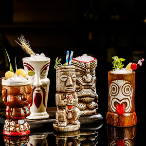 Copa de cóctel de cáscara de coco con loro zombi de cerámica de estilo moderno con diseño Tiki Hawaiano para uso en <span class=keywords><strong>vino</strong></span> y fiestas - Product Image 2