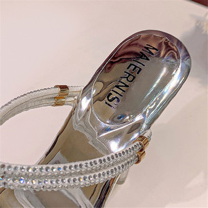 Sandales compensées légères et sexy pour femmes, style jelly, bout ouvert, rivets, effet pieds nus, rehaussant la taille, pour l'extérieur, printemps-été - Product Image 3