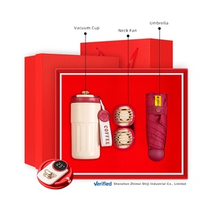 ธุรกิจของขวัญชุดสํานักงานแก้วสูญญากาศส่งเสริมการขาย + พัดลมคอ 1000mah + ชุดของที่ระลึกกล่องของขวัญร่มห้าพับ - Product Image 4