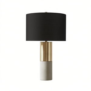 Lámpara de Mesa Moderna de Estilo Industrial, Base de Metal con Pantalla de Tela Negra, LED, Funciona con Batería, Decoración para el Hogar, Oficina, Dormitorio, Estudio - Product Image 1