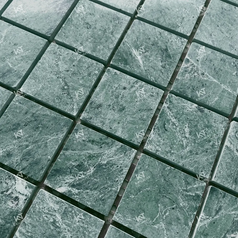 Carreaux de mosaïque d'aspect marbre vert carré personnalisé pour carrelage mosaïque de piscine 24x24