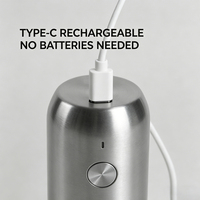 Juego de Molinillos Eléctricos de Sal y Pimienta Premium, Recargables por USB, Portátiles, Ajustables, Mini Molinillo de Especias para Acampar al Aire Libre