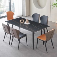 Ensemble de table à manger en marbre moderne avec 6 chaises et structure en fer pour restaurant