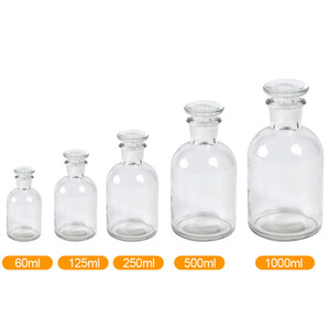 Flacon de laboratoire pharmaceutique en verre transparent et ambré à col étroit, de 30 ml à 1000 ml, avec <span class=keywords><strong>bouchon</strong></span> en verre - Product Image 4