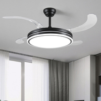 Ventilateur de plafond moderne à LED avec moteur DC silencieux à 6 vitesses et débit d'air élevé, télécommande et lumières à intensité variable pour chambre et salon – Vente directe usine