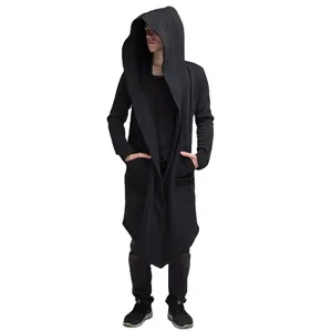 Men Hooded Sweatshirts Black Hip Hop Mantle Long Hoodies Fashion Jacket long Sleeves Cloak Man's Coats Outwear