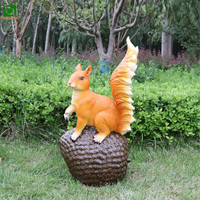 Sculpture d'écureuil grandeur nature en fibre de verre, style Art déco, finition naturelle, étanche, à poser au sol, pour jardin