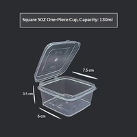 Petite boîte à emporter carrée jetable pour légumes marinés, conception monobloc, compartiment à sauce, séparateur de condiments saveur fruit de la passion, scellée
