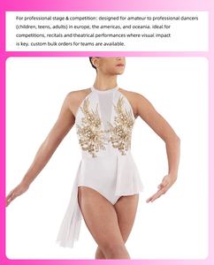 MiDee Kadın Lirik Dans Elbisesi, Pantolonlu, Dantel Çiçek İşlemeli Asimetrik Yüksek Alçak Etek ve Çoklu Sırt Askıları - Product Image 5