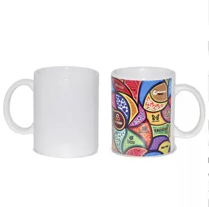 Wholesale manufacturer 11 Oz Porcelain White Customised Custom Logo Printed Christmas Sublimation blank Ceramic Cup Coffee Mugs