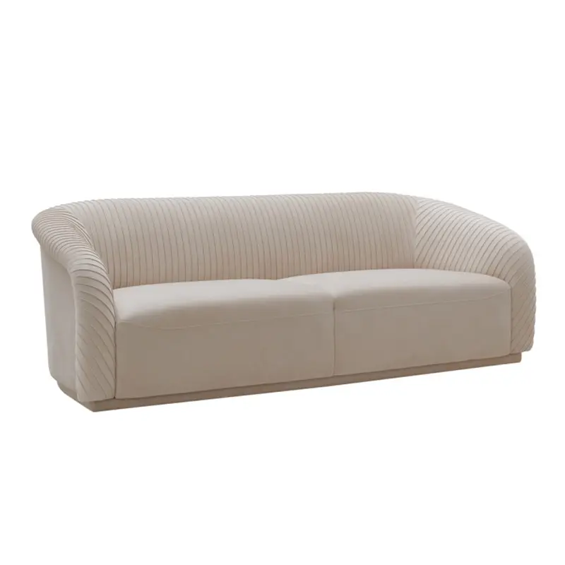 Sofá nórdico sencillo de lujo para sala de estar, mueble curvo de terciopelo, color beige