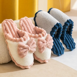 Zapatilla de invierno <span class=keywords><strong>para</strong></span> hombre y mujer, con lazo, piel esponjosa, peluda, <span class=keywords><strong>casa</strong></span>, interior, cálida - Product Image 2