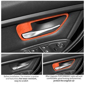 Para BMW Serie 3 4 F30 F34 F32 F33 F36, Cubiertas Decorativas <span class=keywords><strong>de</strong></span> Alcántara para Manijas <span class=keywords><strong>de</strong></span> <span class=keywords><strong>Puerta</strong></span>, Adhesivos para Paneles Interiores, Accesorios - Product Image 3