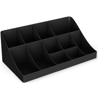 Boîte de rangement multifonctionnelle en acrylique JHONG personnalisée pour café, thé et autres, avec 11 compartiments, noire
