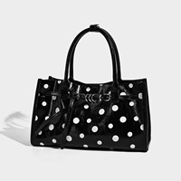 Sac fourre-tout portable de luxe en PU grande capacité avec logo personnalisé pour femme, élégant sac de créateur à pois de style européen et américain
