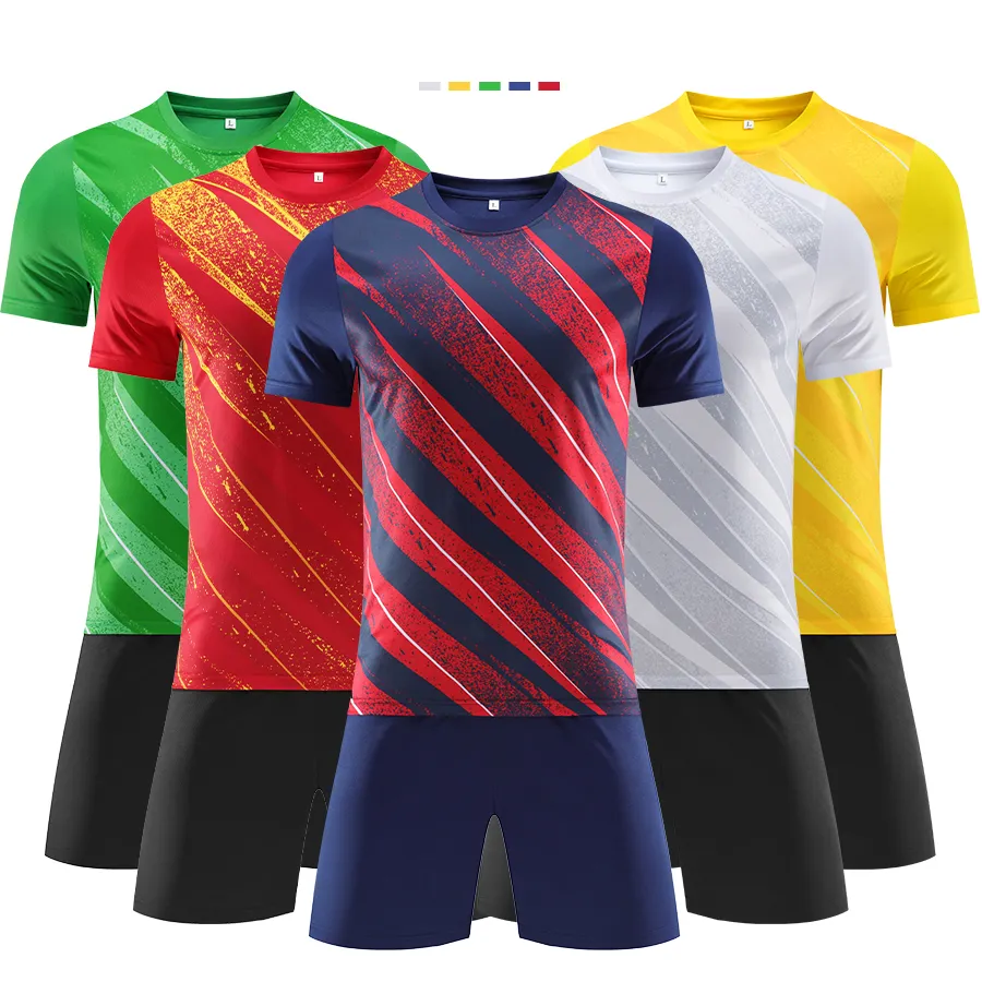 Nhỏ Moq Trống In Ấn Bóng Đá Thiết Lập Nhà Cung Cấp Thăng hoa Jersey Phong Cách Mới Thể Thao Thanh Niên Camisa De Futebol Bóng Đá Đồng Phục Jersey