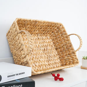 Panier de rangement rectangulaire en jacinthe d'eau Bobai avec poignée pour le pain, les fruits, l'organisation de la cuisine, grand et moyen format - Product Image 2