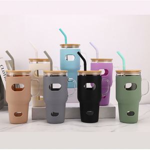 32oz Glass Travel <b>Mug</b> With Handle and Silicone Sleeve for Mountain Road Trips - Product Image 3