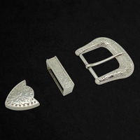 Ensemble de 3 ceintures ethniques en alliage d'argent pour boucles de 38mm (1.5 pouces), boucles à ardillon gravées florales pour hommes et femmes, vente en gros