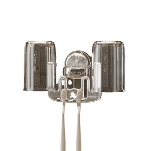 Suction Cup <b>Toothbrush</b> <b>Holder</b> Double Cup Transparent <b>Wall</b> <b>Mounted</b> No Drill Required Electric <b>Toothbrush</b> Stand - Product Image 1